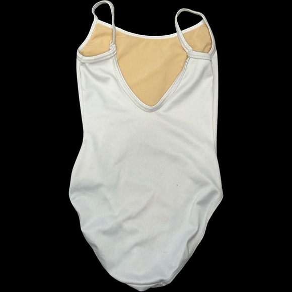 GUC Main Street Dancewear Girls Medium Chic White Dance Leotard with Thin Straps - Picture 2 of 2